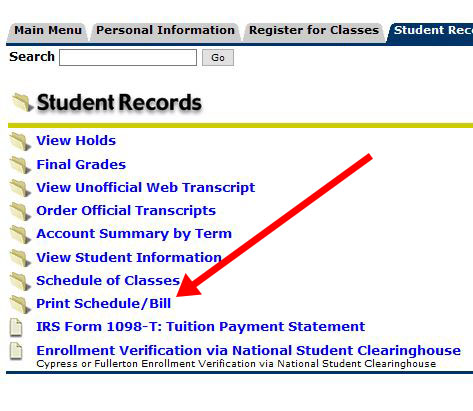 Webstar student records menu menu options