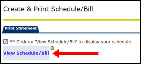 Create & Print Schedule/Bill menu options