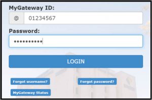Example of the MyGateway homepage login section
