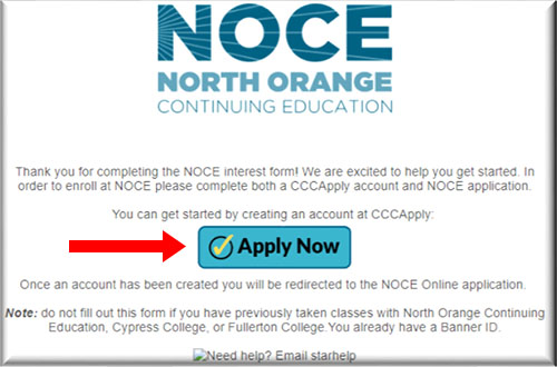 Example of the NOCE apply now button