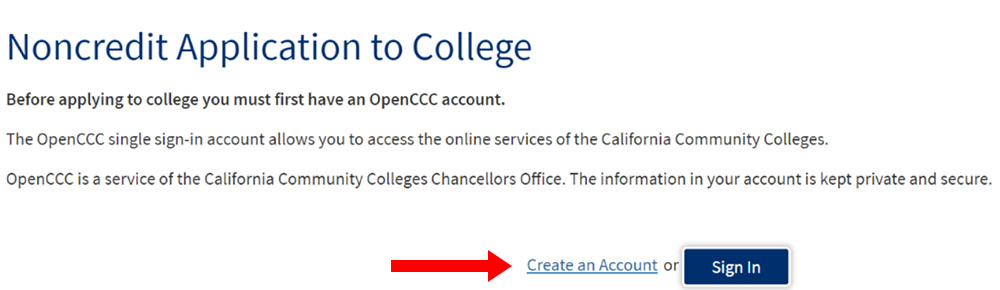OpenCCC create an account example