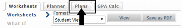 Degreeworks plans tab example