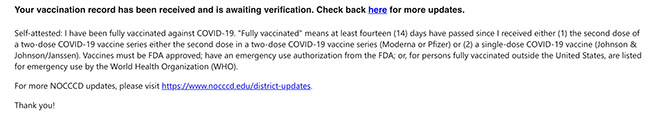 email confirmation example for your vaccine info