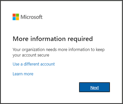 screenshot of microsoft office asking to secure your e-mail account