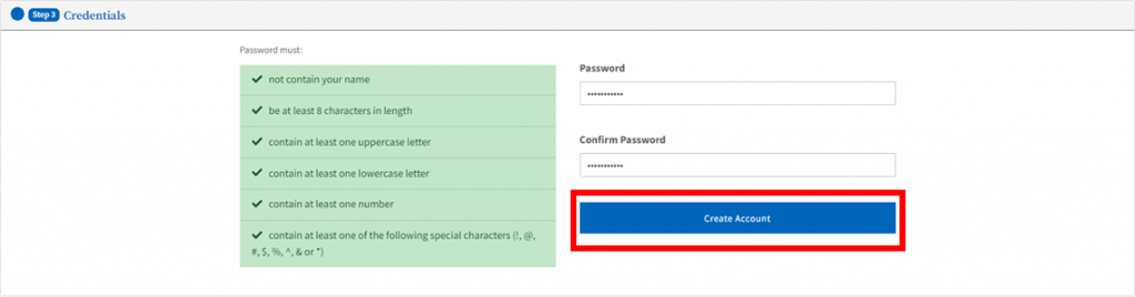 Screenshot of openCCC to input your password information