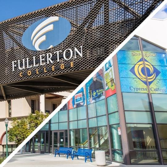 Fullerton college and Cypress college signs
