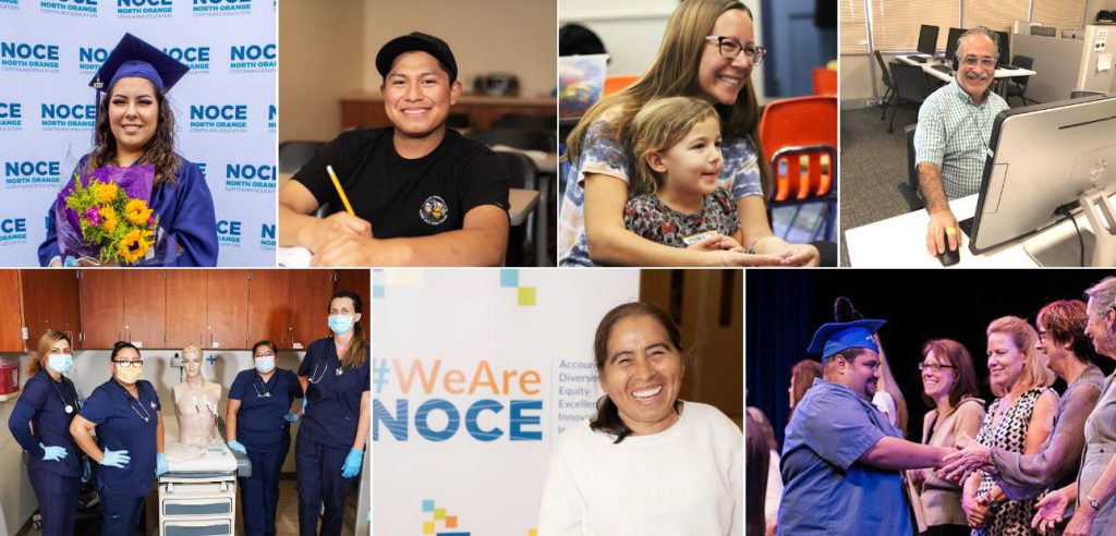 A collage of various NOCE students, young and old.