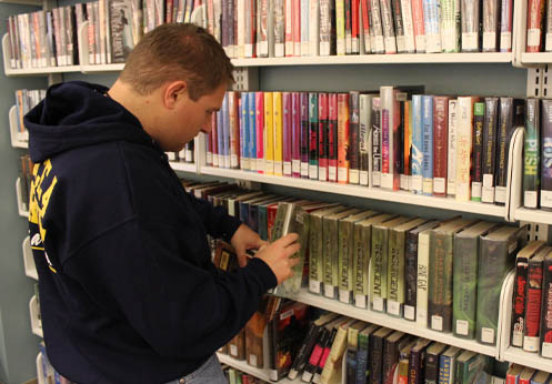 Workability Program student working at the Fullerton College Library.