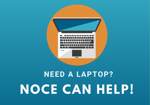 Computer image saying need a laptop? we can help!