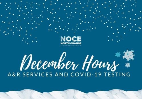 December hours for admissions & records and the covid-19 testing sites.