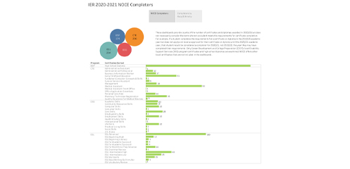 Tableau screenshot of 2020-2021 Program Completers