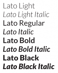 Examples of different Lato font
