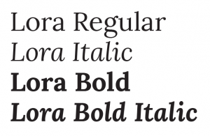Example of different Lora fonts