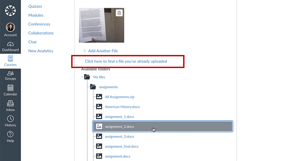 how to upload an image to canvas assignment