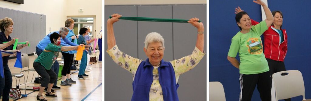 older senior adults working out in a fitness class