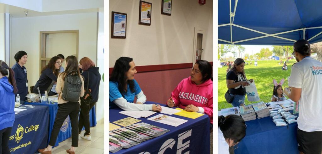 A collage of different photos of outreach and resource events