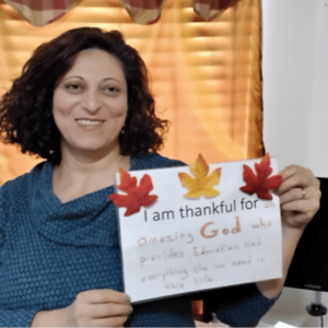 Kristine's thankful note