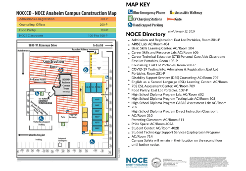 Screenshot of Anaheim Campus Construction Map with directory