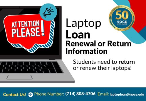 Attention please! Laptop loan renewal or return information. Students need to return or renew their laptops!