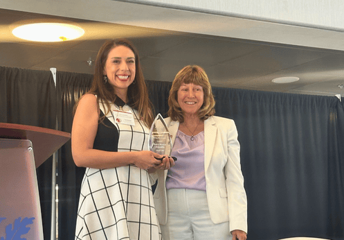 A photo of NOCE's Office of Institutional Research Director Dulce Delgadillo and NOCCCD Board of Trustee Secretary Dr. Barbara Dunsheath