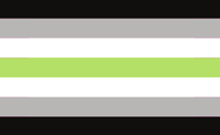 Agender Flag: black, grey, white, light green, white, grey, and black stripes