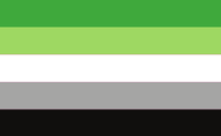 Aromantic Flag: green, light green, white, grey, and black stripes