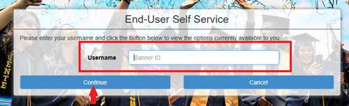 Screenshot of where to enter your username