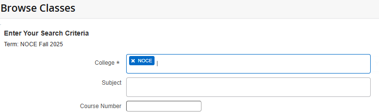 Screenshot of "Browse Classes" section