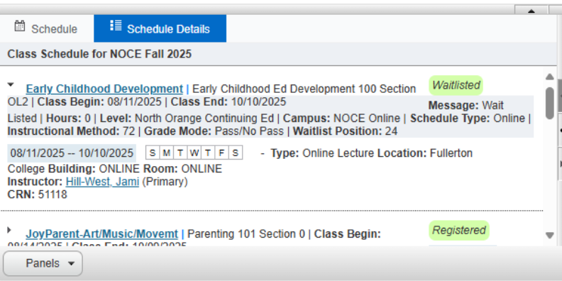 Screenshot of "Schedule Details" section.