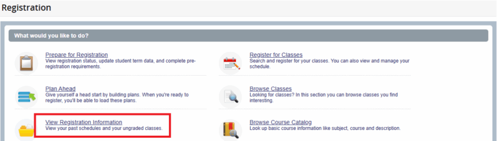 Screenshot of "View Registration Information" button circled in red.