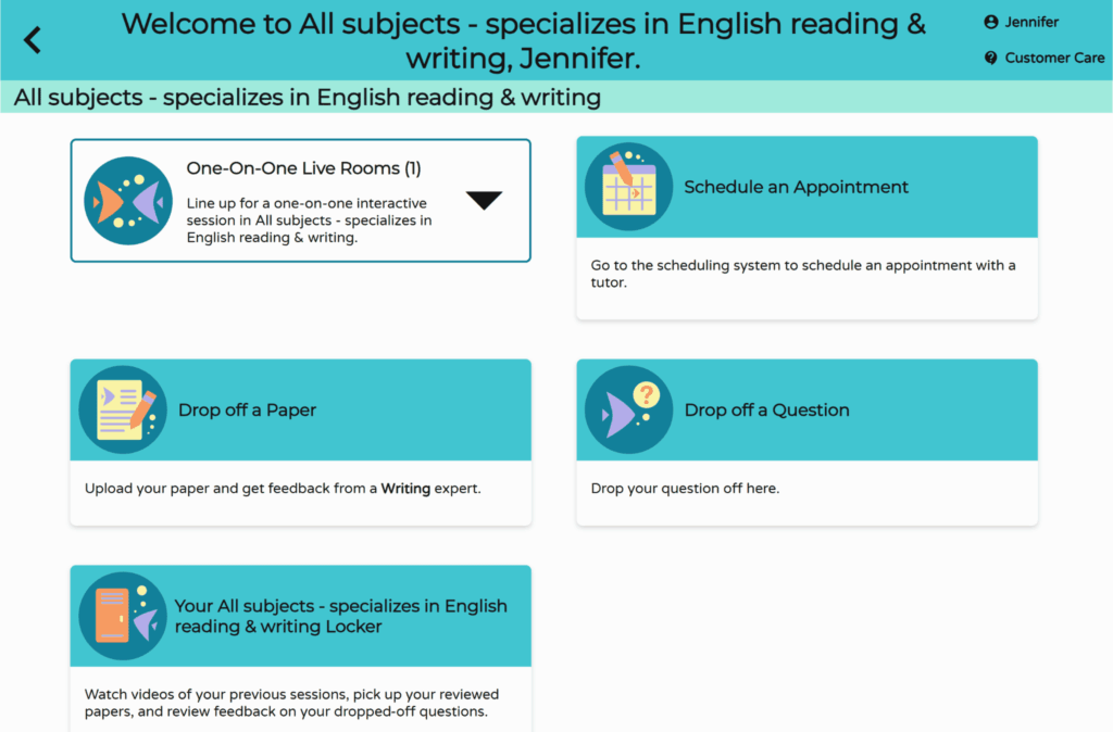 A screenshot of the Subject group dashboard with all the option tiles.