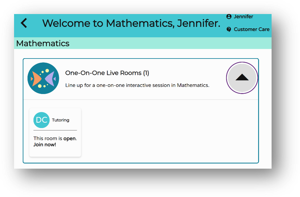 A screenshot of how to join the one-on-one live room