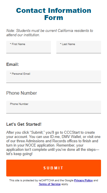 Screenshot of the Contact Information section. 